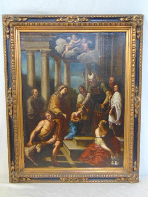 Painting, old master, figures in front of king or noble (1 of 9)