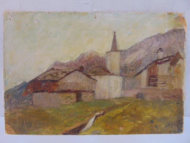 Painting, church in mountains, Alfred Sisley, October (1 of 10)