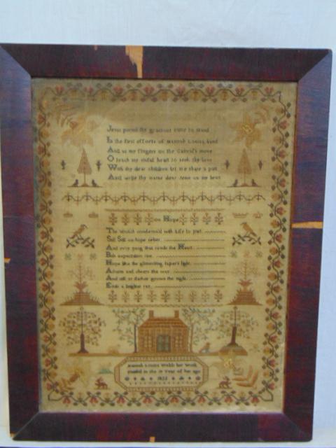 Early American sampler, 1822, Hannah Louisa Webb, her (1 of 5)