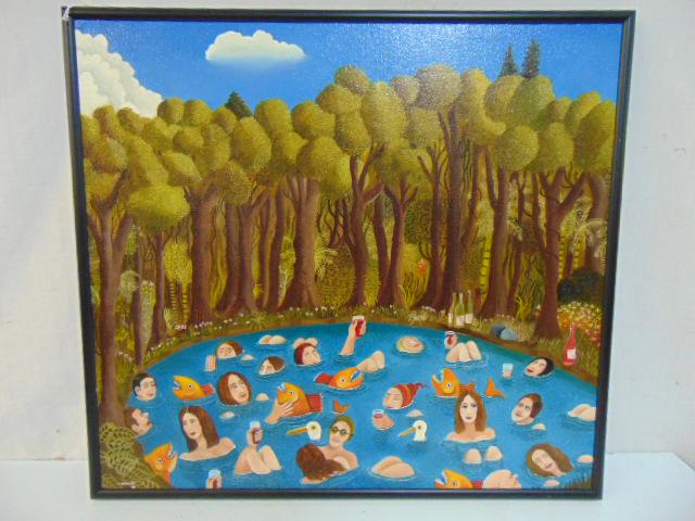 Painting, "The Pond", Mile Morgan, oil on canvas, 22" (1 of 8)
