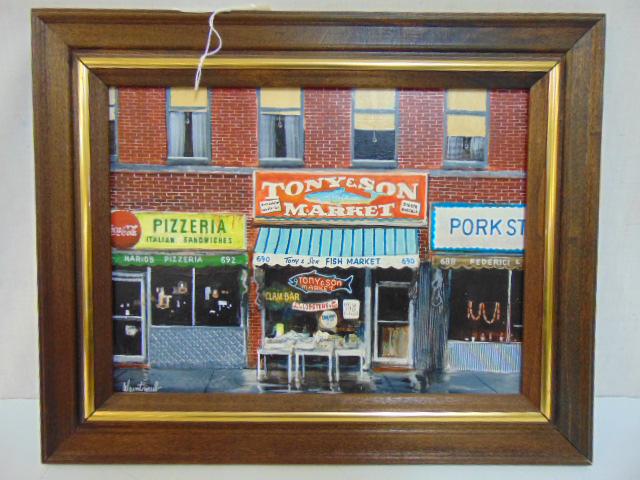 Painting, "Tony & Son Market", Herbert Weintraub, 9" by (1 of 6)