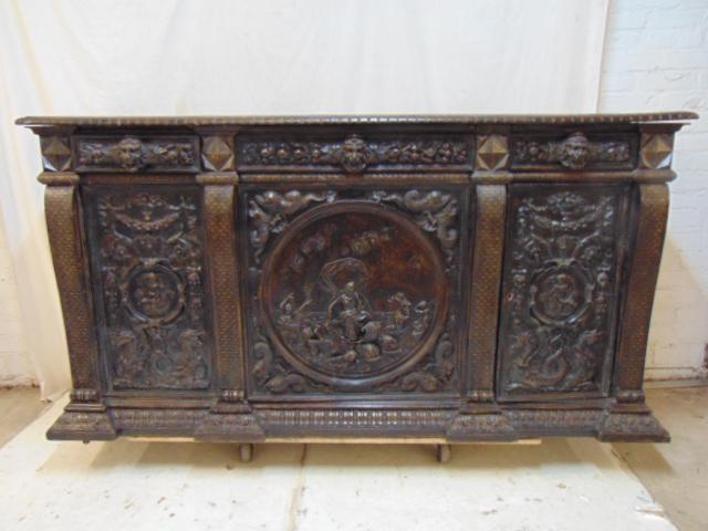 Carved walnut Renaissance revival sideboard, late 19th (1 of 8)