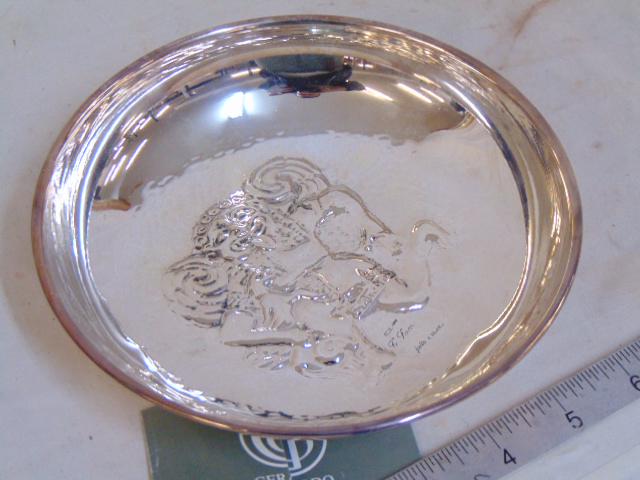 Gerardo Sacco silver dish with Aztec like figure, dish (1 of 5)