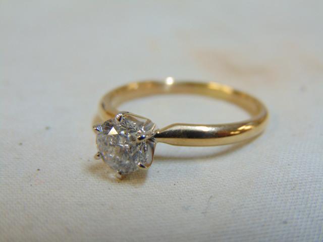 Jewelry. 14K yellow gold & diamond ring, approx 1 ct, (1 of 4)