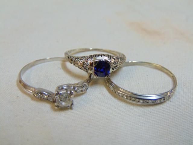 Jewelry.14k white gold diamond rings, 2 with diamonds, (1 of 5)