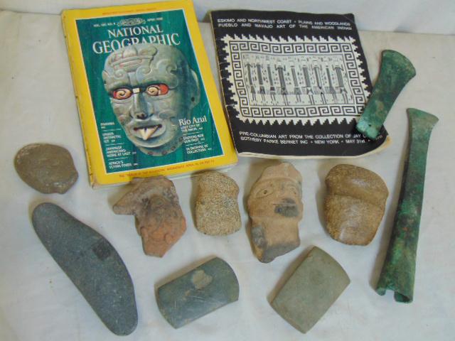 Various pre Columbian stone tools, handaxes, also (1 of 6)