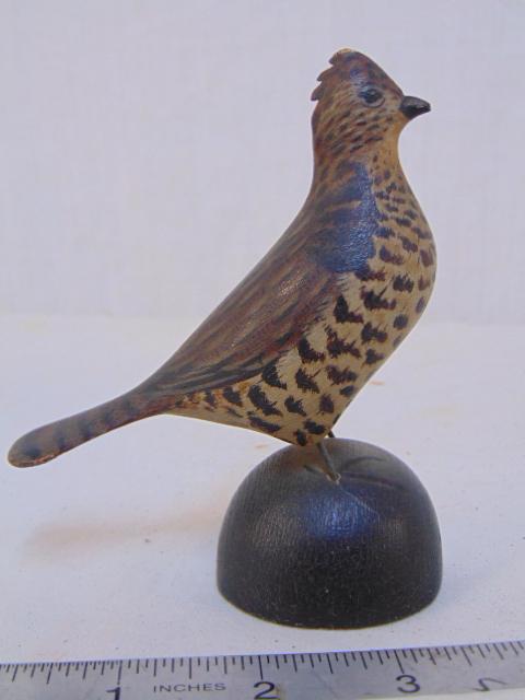 Miniature carved & painted bird, stamped A.E. Crowell (1 of 5)