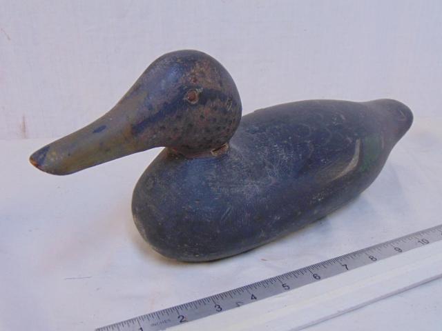 Paint decorated duck decoy with tack eyes, original (1 of 6)