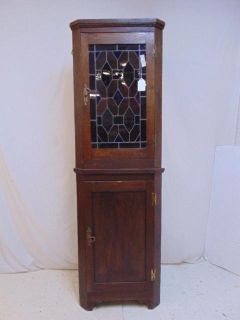 2 piece corner cabinet, leaded door, English corner (1 of 4)