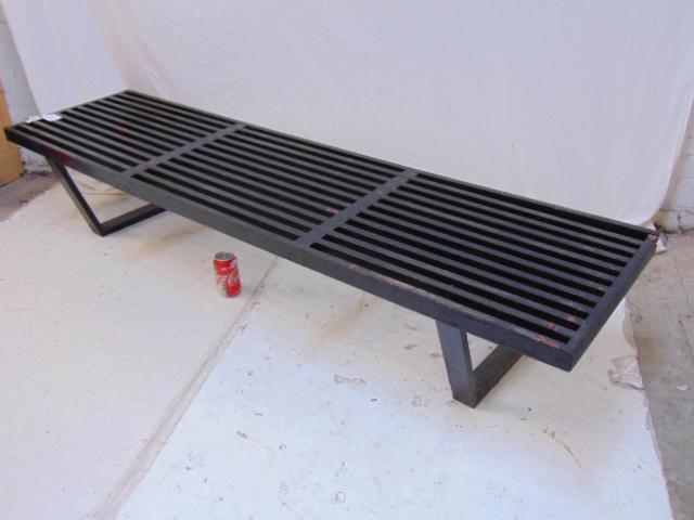 George Nelson slat bench in repainted black paint, (1 of 4)