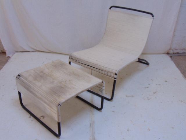 Modern design chair & ottoman, rope seat, back, black (1 of 5)