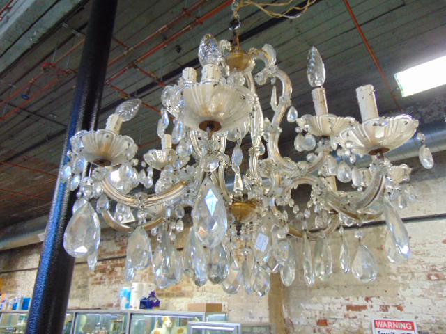 Crystal Venetian chandelier, glass arms & hanging (1 of 5)