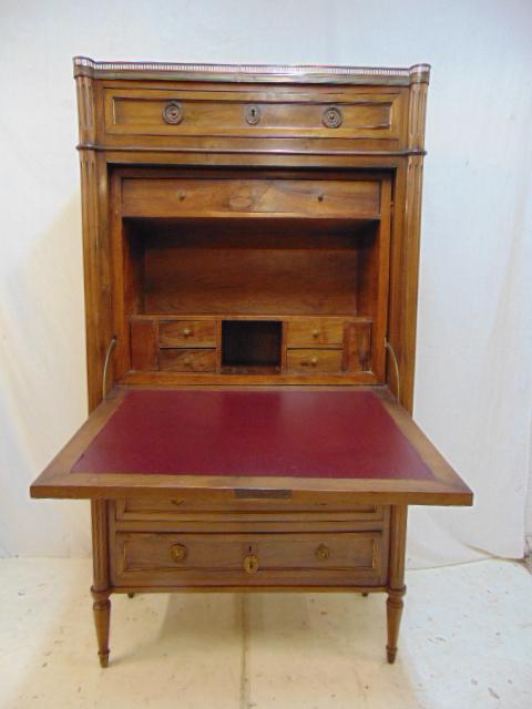 French abattant drop front desk, brass gallery, 4 (1 of 6)