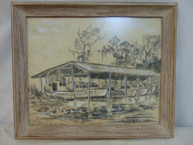 Drawing, boats, Pierre H. Matisse, drawing on (1 of 4)