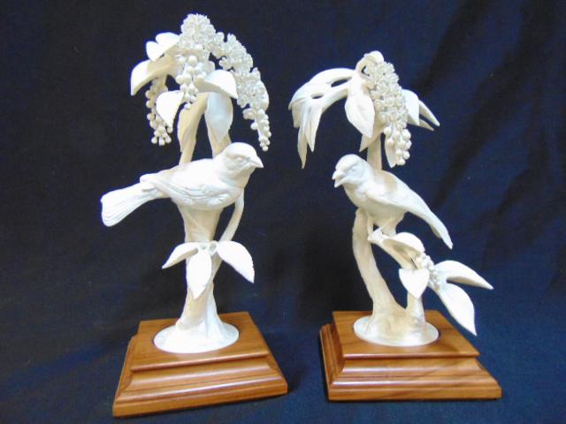2 Royal Worcester porcelain birds, "Lazuli Bunting with (1 of 6)