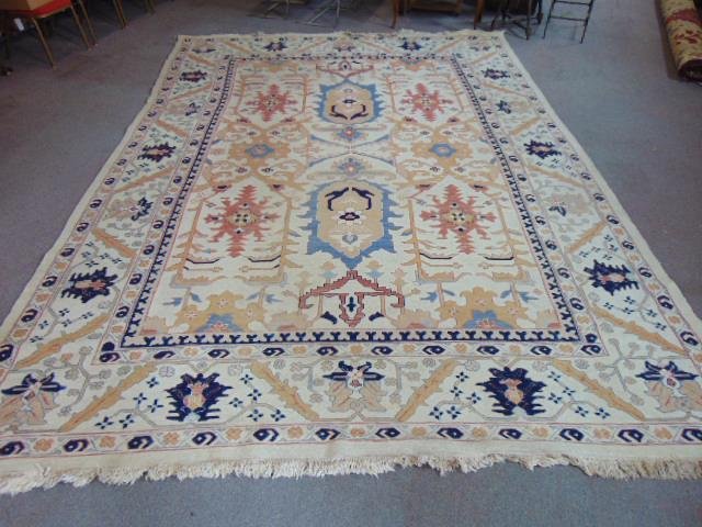 Caucasian style flat weave rug, light colored field (1 of 6)