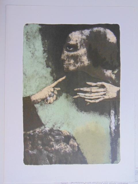 Illustration, Federico Castellon, "Mask of the Red: Illustration, Federico Castellon, "Mask of the Red Death", original color Lithograph, unsigned proof, 1968, 15" by 11" (sheet size)