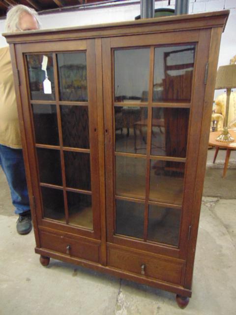 Mission oak double door bookcase, Lifetime? Stickley: Mission oak double door bookcase, Lifetime? Stickley Brothers? 2 draws on bottom. 40 "x 14" 56 1/4" tall