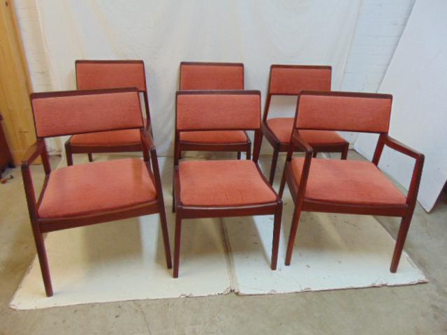 Set 6 Jens Risom chairs, chairs are signed monogram: Set 6 Jens Risom chairs, chairs are signed monogram "G.B." on inside legs, (for Gaylord Brothers ?), chairs in good condition, original upholstery.NOTE, original post stated there were 8 chairs, this