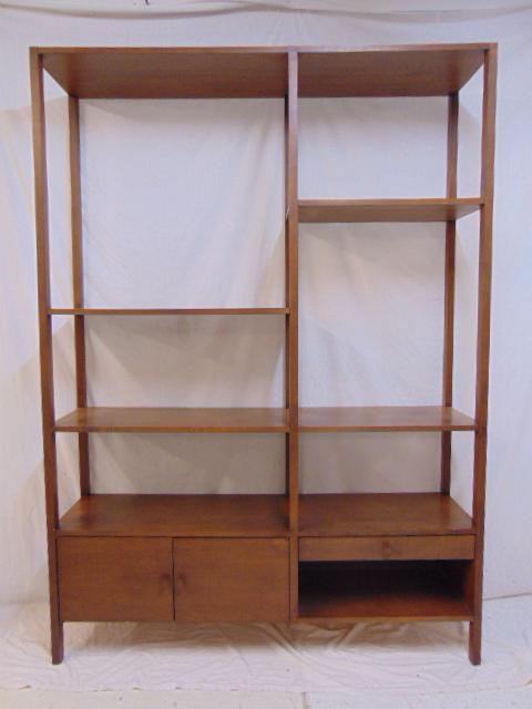 Paul McCobb etagere bookshelf, 2 doors & single drawer,: Paul McCobb etagere bookshelf, 2 doors & single drawer, etagere is 54.25" by 14.25", height is 75.5"
