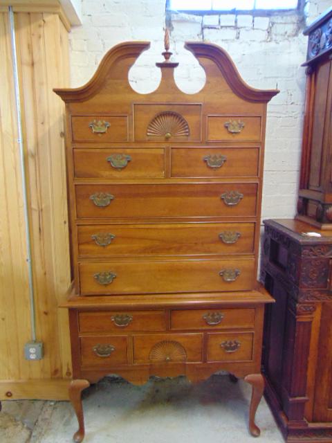 Custom made highboy, chest on chest, Chippendale style,: Custom made highboy, chest on chest, Chippendale style, cabinet is 42" by 20", height is 82"