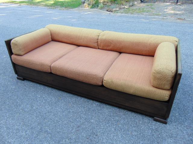 MCM sofa Illi Kagan sofa, father of Vladimir, has: MCM sofa Illi Kagan sofa, father of Vladimir, has storage space under seat, 77.25" long, 36" deep, height is 22.5" restored by Kagan Studios mid 1970's