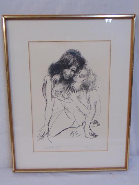 Lithograph, Mother & Child, Philip Evergood, artist: Lithograph, Mother & Child, Philip Evergood, artist proof, 19.5" by 13.75"