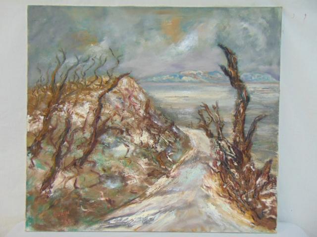 Painting, "Croton Point", Milton Lunin, oil on canvas,: Painting, "Croton Point", Milton Lunin, oil on canvas, 1969, 36" by 40"