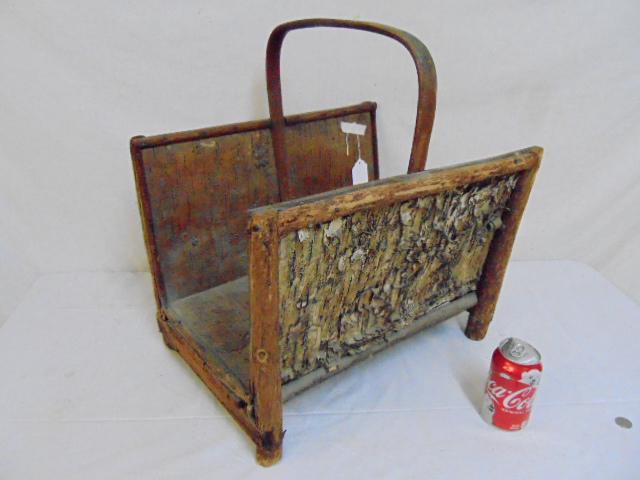 Rustic magazine stand, birch bark, 19" by 14.5", height: Rustic magazine stand, birch bark, 19" by 14.5", height is 20.5"