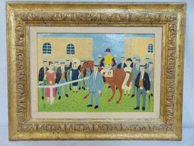 Painting, "The Winner", Vincent Haddelsay, 1956, oil on: Painting, "The Winner", Vincent Haddelsay, 1956, oil on masonite, 9.75" by 14", good condition.