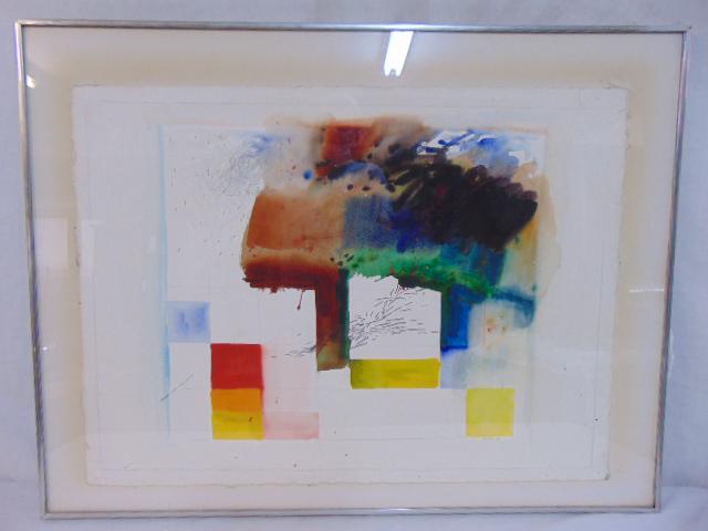 Painting, abstract, Edward Gioachino Giobbi, on paper,: Painting, abstract, Edward Gioachino Giobbi, on paper, 22.5" by 30.25"