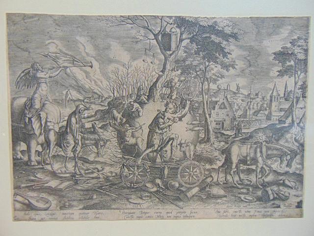 Petrus Bruegel, The Triumph of Time - After Pieter: Petrus Bruegel, The Triumph of Time - After Pieter Bruegel the Elder. Engraving by Philips Galle, 1574, 8.25" by 11.75".paper type unknown, see additional images for watermark