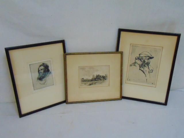 3 etchings, Alexander Schilling, Arthur Heintzelman &: 3 etchings, Alexander Schilling, Arthur Heintzelman & Hermann Struck, two portraits & landscape.