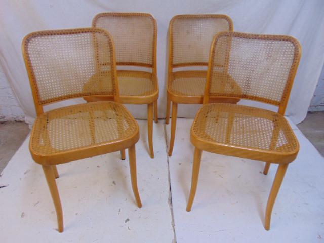 Set 4 Stendig caned chairs, 4 bentwood side chairs,: Set 4 Stendig caned chairs, 4 bentwood side chairs, Czechoslovakia made, in good condition.