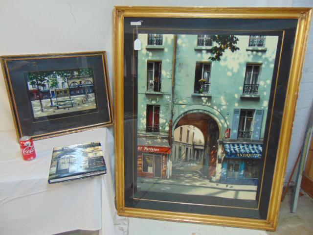 Thomas Pradzynski lithographs & book, large lithograph: Thomas Pradzynski lithographs & book, large lithograph showing Parisian alley between stores, 110/150, 45.5" by 34.75" & Parisian street scene, 80/150, 10.75" by 15.5",