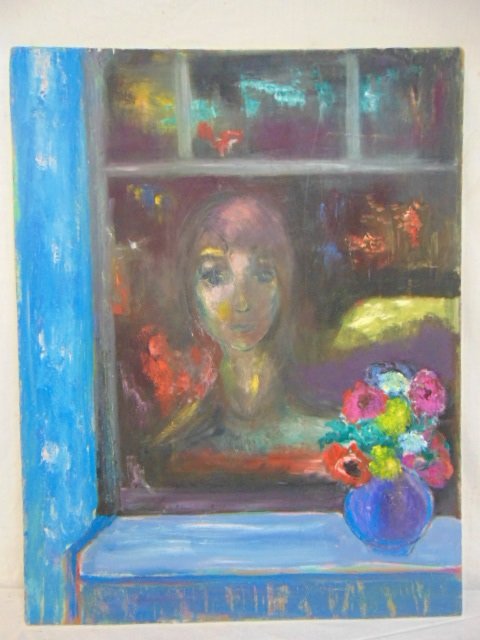 Painting, Milton Lunin, "Night Reflections".: Painting, Milton Lunin, "Night Reflections", painted on Masonite, 36" by 28"