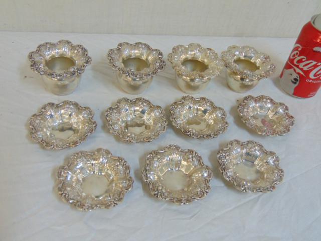 Sterling, Reed & Barton, Francis l (4) toothpick: Sterling, Reed & Barton, Francis l (4) toothpick holders & (7) nut/candy dishes, 22 troy oz,
