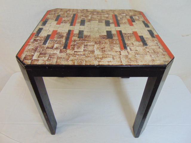 Rare Jean Dunand table, French Art Deco low table,: Rare Jean Dunand table, French Art Deco low table, eggshell lacquer, stamped Jean Dunand and Made In France 19.5" square and 18" tall similiar in form to table in image 425 of Felix Marcilhac "Jean Du
