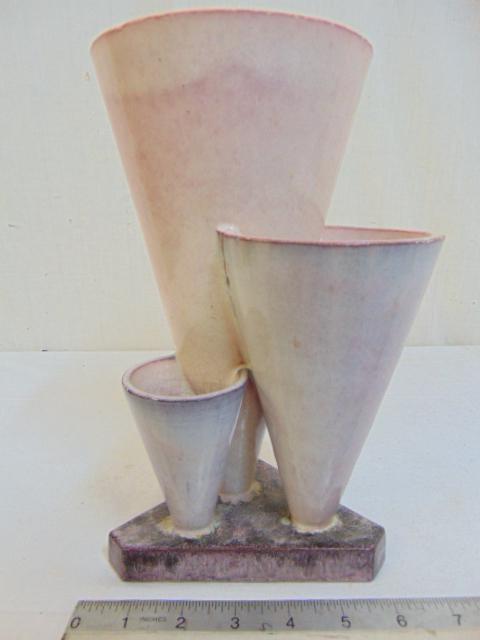 Art Deco Andre Fau pottery vase, fully signed on base,: Art Deco Andre Fau pottery vase, fully signed on base, several minor chips on rims, 10.25" height