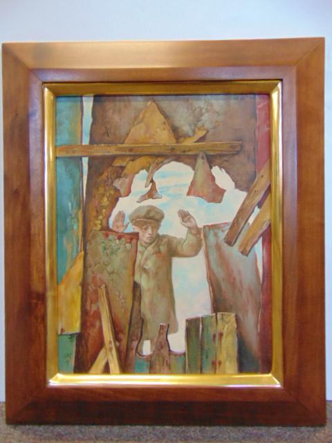 Painting, Samuel Bak, Surrealist oil on linen, "The: Painting, Samuel Bak, Surrealist oil on linen, "The Star of Vilna", 1997, 14 x 10 5/8", purchased at Pucker Gallery Boston, MA. Lot 124 and 124A-124G the Samuel Bak oils are all consigned from one est