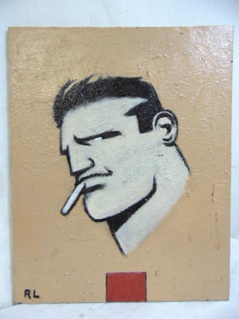 Painting, "Brute, Peyote", Robert Loughlin, oil on: Painting, "Brute, Peyote", Robert Loughlin, oil on canvas showing the Iconic "Brute" portrait by Robert Laughlin, with letter of authenticity, canvas is 24" by 30".