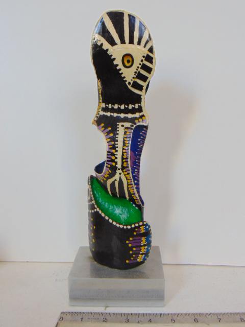 Carved wood sculpture, Louise Abrams, Outsider Art: Carved wood sculpture, Louise Abrams, Outsider Art Collection, carved & paint decorated balsa wood, height is 13.25", from the collection of the artist. This lot is part of a large collection of sculp