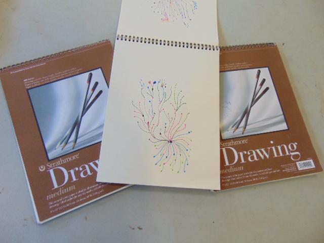 3 sketchbooks, Louise Abrams, Outsider Art Collection,: 3 sketchbooks, Louise Abrams, Outsider Art Collection, 3 Strathmore 9" by 12" sketch books with various drawings & studies, from the collection of the artist. This lot is part of a large collection of