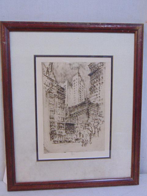 Etching, City Scene, Joseph Pennell, "Four Story House: Etching, City Scene, Joseph Pennell, "Four Story House Wuerth 329, ED75" 1904, with Kennedy Galleries label, 10.75" by 7.5" (art only, plate size)