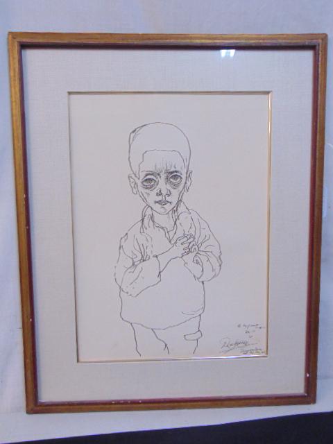Drawing, "Sad Boy", Noel Rockmore, 1967, 18.5" by 13.5": Drawing, "Sad Boy", Noel Rockmore, 1967, 18.5" by 13.5"