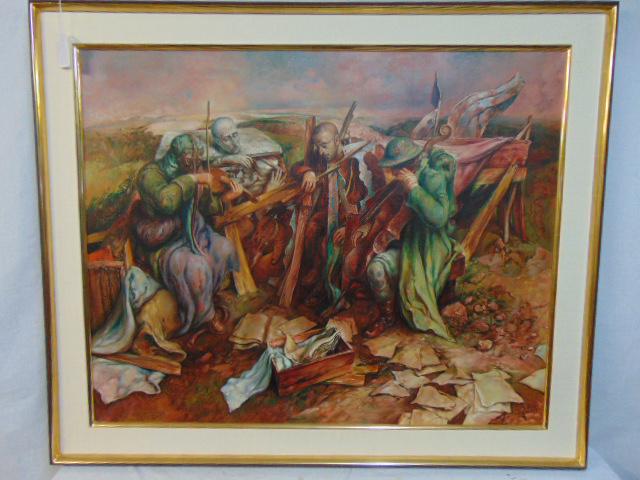 Painting, Samuel Bak, Surrealist oil on linen, " Sounds: Painting, Samuel Bak, Surrealist oil on linen, " Sounds of Silence", 1995, 32"x 40", purchased at Pucker Gallery Boston, MA.Update, comes with book, "Representing the Irreparable, The Shoah, The Bible