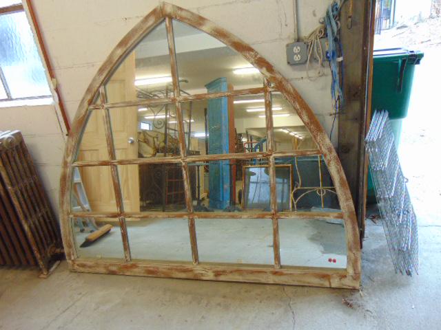 Gothic style mirrored architectural window frame, 71.5": Gothic style mirrored architectural window frame, 71.5" wide, 61.5" tall.