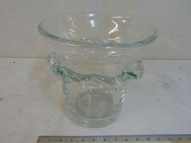 Large Daum art glass ice bucket, 10.25" in diameter,: Large Daum art glass ice bucket, 10.25" in diameter, height is 9.5"
