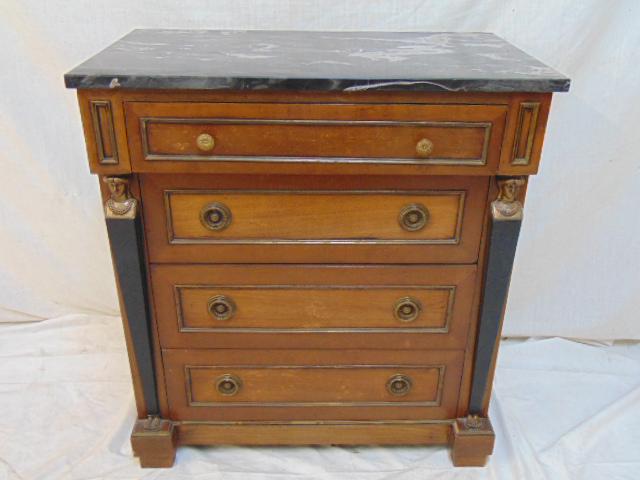 Small marble top 4 drawer chest, French style, bronze (1 of 5)