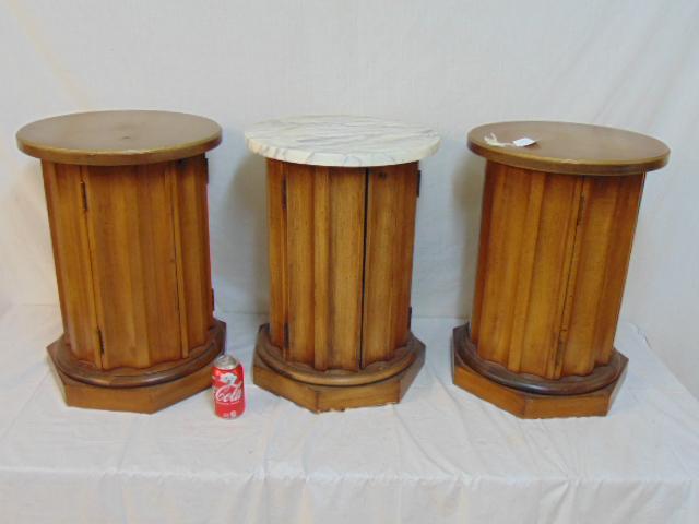 3 Fluted column cabinets, pot tables, matching pair & (1 of 4)